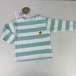 Polarn O. Pyret Blue Striped Ice Cream Long Sleeve Tee NWT 4-6M